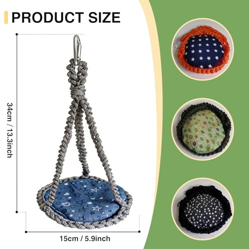 Reptile Hammock Swing Hanging Bed Bearded Dragon Hammock Reptile Accessories for Chameleon, Lizards, Gecko, Snakes, Iguana Reptiles, Geckos, Bird, Parrot, Parakeet, Cockatiel Toys（Gray with pad） - color: Gray with pad