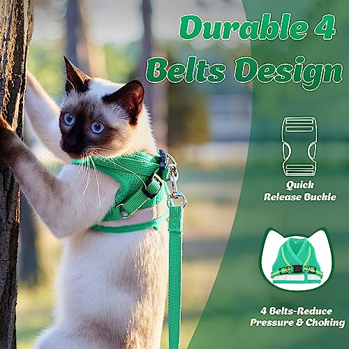 Supet Cat Harness and Leash Set - Soft Mesh Adjustable Cat Vest Harness with Reflective Strap for Walking Cat and Puppy Rabbit - color: Turquoise, size: S (Chest: 9.5" - 13.0")