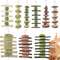 ERKOON Bunny Chew Toys, Rabbit Chew Toys for Teeth Grinding, Improve Dental Health, 100% Natural Apple Wood Timothy Grass Cake Treats for Rabbits Guinea Pigs Chinchillas Bunnies Hamsters (9 Pcs) - style: 9 Pcs