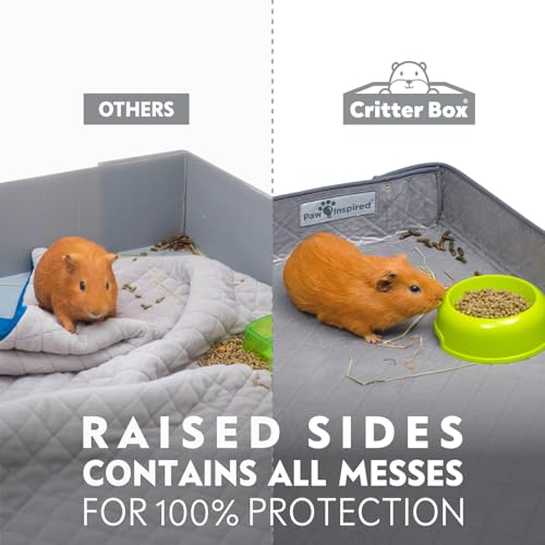 Paw Inspired Reversible Critter Box, C&C 2x4 (12-Inch Grids), Gray/Pink | Washable Fleece Cage Bedding for Guinea Pigs Rabbits, Hamsters, Small Animals, Edge Protected Pee Pads - color: Gray/Pink, size: 2x4 (12" Grids)