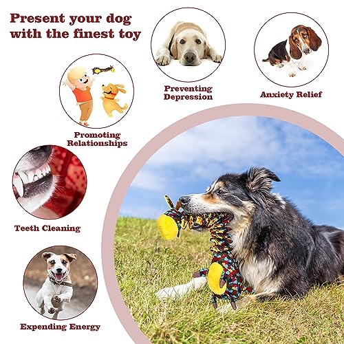 Tough Indestructible Dog Toys for Aggressive Chewers, Durable Dog Chew Toys for Large Breeds With Cotton Material & Crinkle Paper, Aggressive Chew Toys for Dogs - color: Printed