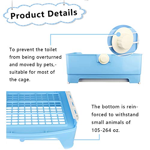 PINVNBY Large Rabbit Litter Box with Drawer,Bigger Corner Bunny Trainer Potty Pan for Guinea Pig Chinchilla Ferret Small Animals(Blue) - color: Blue