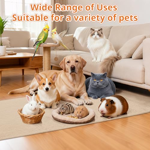 15.7 x 39.3 Inch Self-Adhesive Rabbit Scratch Mat, Cut-to-Fit | Large Surface Supports Chewing, Nail and Tooth Care, Resting and Nesting across Cages, Stairs or Furniture