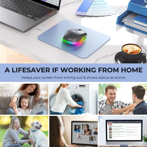 PEIOUS Wireless Mouse Jiggler - Keep Computers Awake, Space Grey | Rechargeable LED Mouse, Silent Clicks, Adjustable DPI and Random Movement Keep Computers Awake for Laptop/PC/Mac - color: Space Grey
