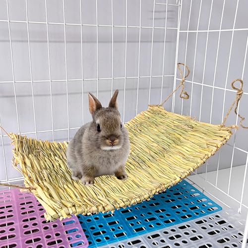 Tfwadmx Rabbit Grass Mat 8Pcs Large 16''x11'' Natural Woven Seagrass Mat Bunny Sleeping Bed Mat Cage Chew Toy for Chinchilla Guinea Pig Ferret Guinea Pig and Small Animals - size: 16.0''x11''(8pcs)