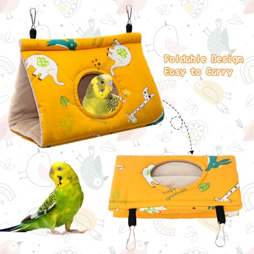 Rypet Bird Bed for Cage Warm Bird Hammock Nest House Large Parrot, Yellow S | Warm Plush Cotton Bird Hut, Side Entry for Access, Dual Hanging Straps, Machine Washable, African Grey Amazon Parrot Fit - color: Yellow, size: Small (Pack of 1)