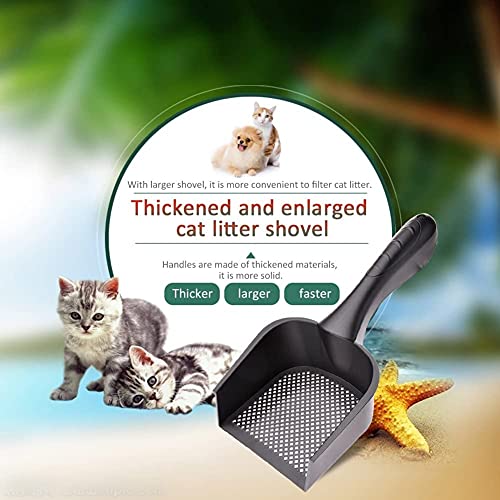 Cat Litter Scoop,Kitty Pet Shovel Scoop Reptile Terrarium Bedding Litter Cleaner Scoop For Cat Tortoise Snake,Hole:2.5mm Suitable For Very Fine Cat Litter - color: Black