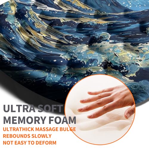 Ergonomic Joint Wrist Support Mouse Pad with Memory Foam Cushion Massage Bump, Carpal Tunnel Pain Relief Mousepad Slope Design for Wrist Rest, 11.8x7.9 in, Waves - color: Waves
