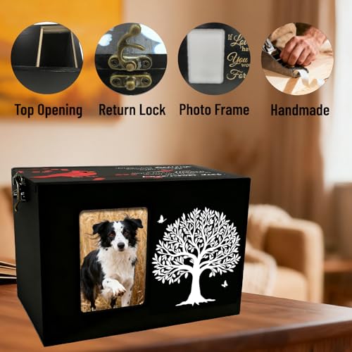 Bird Ashes Urn Wooden Pet Urn Box Tree of Life Pattern Rectangle Storage Containers Keepsake Cremation Boxes with Photo Frame for Pet Dog Cat Memorial Remembrance Gift 6.3 x 4.3 x 4.3 Inch - color: Bird
