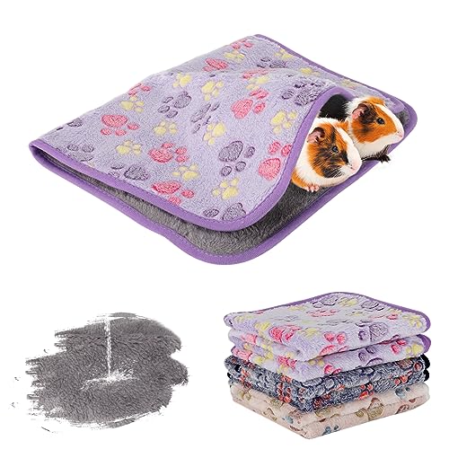 YUEPET Guinea Pig Blankets 3 Pack, Waterproof-Backed Fleece Liners, S | Guinea Pig Fleece Cage Liners, Waterproof Backing, Washable mats, Soft Fleece Surface, 23 x 16 in - color: Purple+blue+beige, size: S-23"×16"