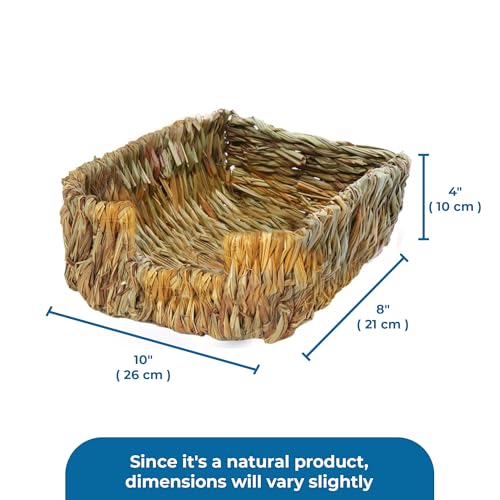 SunGrow Portable Grass Bed for Rabbits, Handmade and Washable Basket, Chew Toy, Easy to Dry, Sleeping, Chewing, Nesting Pad, Small Animal Bunny Bedding