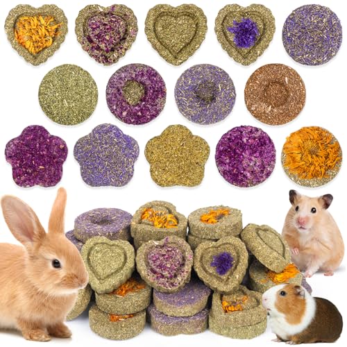 30PCS Guinea Pig Hay Grass Cake Food Set Natural Rabbit Chew Toys for Teeth | Hamster Toys, Bunny Chew Toys Timothy Hay Treats for Rabbits Chinchillas Rats, Small Animals Teeth Grinding - size: 30Pack-grass cake