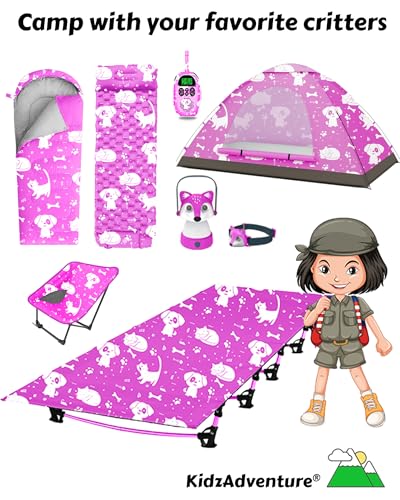 KidzAdventure Mummy Style 32 – 59F Kids Sleeping Bag with Pillow Sleeve, 4 Season, Lightweight and Backpacking Style, Ideal for Camping, Sleepover, Boys, Girls, and Youth - color: Pink youth up to 5'7"