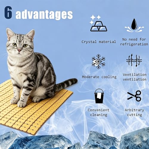 OULIGET Pet Cooling Mat, Waterproof Breathable Bamboo Cushions for Cat Dog Hamster Rabbit, Anti-Slip Easy Carry Clean, 15.5 in