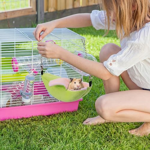 Jetec 2 Pcs Hamster Hammock Soft Bed Small Pet Animals Hamster Hanging House Cage Nest for Guinea Pig Rat Chinchilla Sleep and Play, Banana and Pineapple (Green) - color: Green