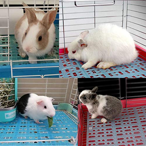 Hamiledyi 4 Pcs Rabbit Cage Mats Small Animal Plastic Feet Pads Floor Mat for Pet Cats Dogs Bunny Hamster Rat Chinchilla Guinea Pig(Blue)