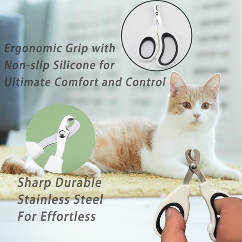 Cat Grooming Brush Kit 6 Tools - Deshedding & Dematting for Long/Short Hair, Self-Cleaning Slicker Brush with 6-in-1 Flea Comb for Cats & Kittens (White) - color: White