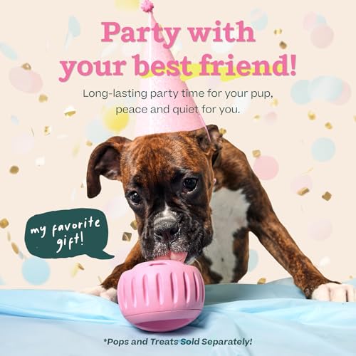 WOOF Pupsicle Interactive Dog Ball Toy for Dogs Small 10-25 lbs - Pink | Long-lasting enrichment toy for small dogs, easy-fill design, low-mess play, made of natural rubber, easy to clean - color: Pink, size: Small