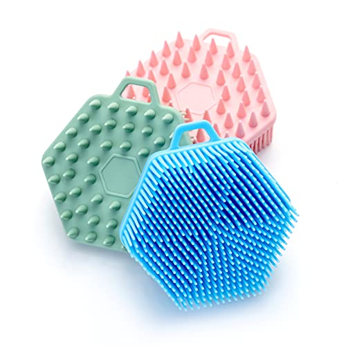 Premium Sensory Brush for Kids or Autism,Soft Silicone Body Scrubber,2 in 1 Sensory Room Occupational Therapy Fidget Brushes,Silicone Loofah,Pets Shower Brush Bath Shampoo Brushes - color: Hexagon-green