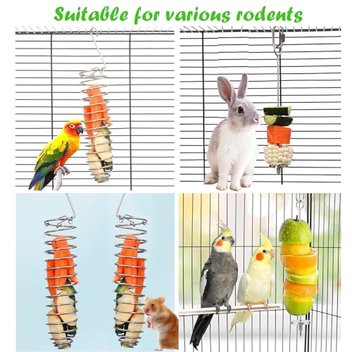 2PCS Rat Enrichment Foraging Toys, Stainless Steel Vegetable Skewer | Foraging Hanging Feed Tool for Hamster Rodents Bird Parrots, Fancy Mice Cage Accessories Puzzle Toy Slow Feeder