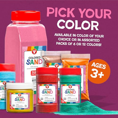 Hygloss Colored Sand for Crafts – 1 lb Bottle, Bright Rainbow – Vibrant Colorful Fine Sensory Play Sand Art Kits for Kids – Classroom Activities for Children 3 4 5 6 7 8 9 10 11 12 – Safe for Ages 3+ - color: Bright Rainbow, size: 1-Pound