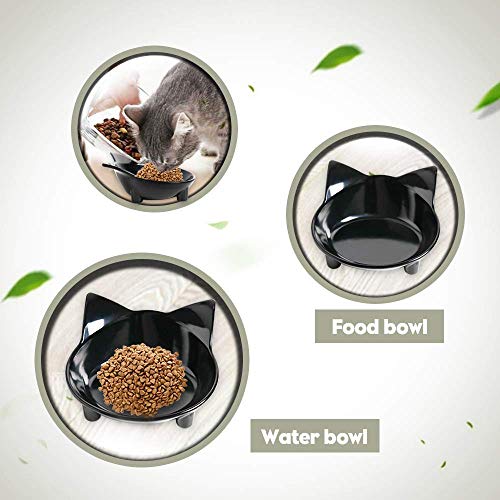 Pet Cat Bowl Dog Food Bowl – Non-Slip, Wide & Shallow Pet Dish for Whisker Fatigue Relief, Safe for Puppies & Rabbits - color: Black+White