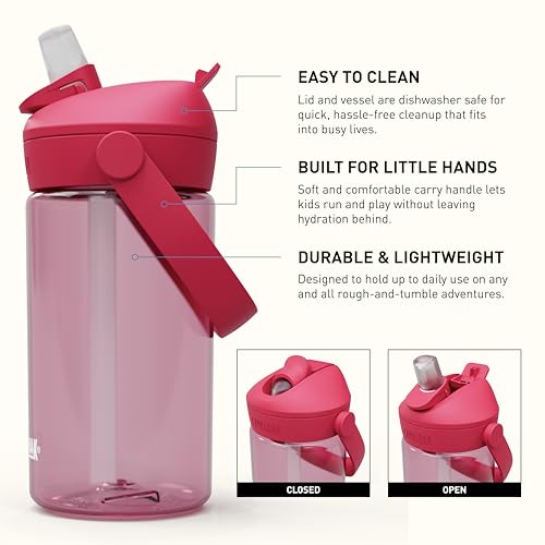 CamelBak Thrive Flip Straw Kids Bite Valve Water Bottle 14oz, Grapefruit - color: Grapefruit