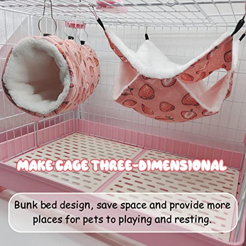 LYART Guinea Pig Rat Ferret Hammock and Warm Bed Small Pet Hideout Tunnel Cave Hanging Bunkbed Hammock Cage Toy for Hamster Sugar Glider Squirrel (3.Hammock & Tunnel) - color: 1.Hammock & Tunnel
