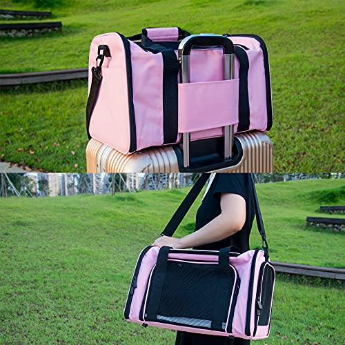 Soft Sided Carrier for Small Medium Cats Dogs,TSA Airline Approved Collapsible Travel Pet Carrier Medium Pink - color: Pink, size: Medium