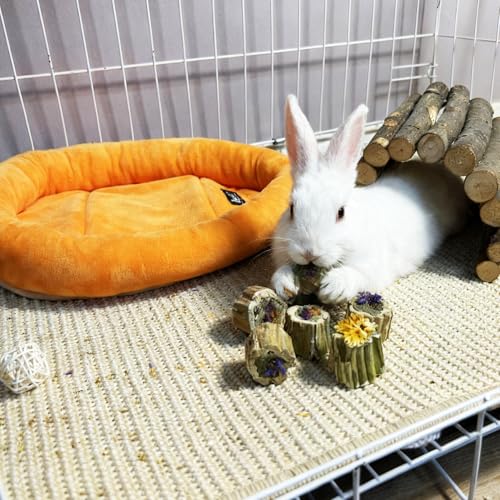 Rabbit Chew Toys for Teeth Guinea Pig Treats Papaya Wood for Bunny (7oz) | bunny supplies,rabbit enrichment toys,rabbit stuff,rabbit toys for bunnies boredom,for bunny guinea pig chinchilla Hamster - size: 7.05oz（Combination）