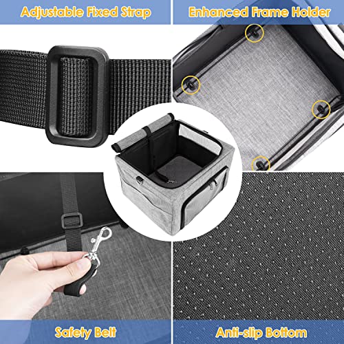 SlowTon Dog Car Seat - with Reinforced Metal Frame for Pets up to 15lbs | Safe Pet Car Seat with Safety Belt & Waterproof Pee Pad & Top Cover, Portable Collapsible Puppy Carrier Bag for Small Dogs