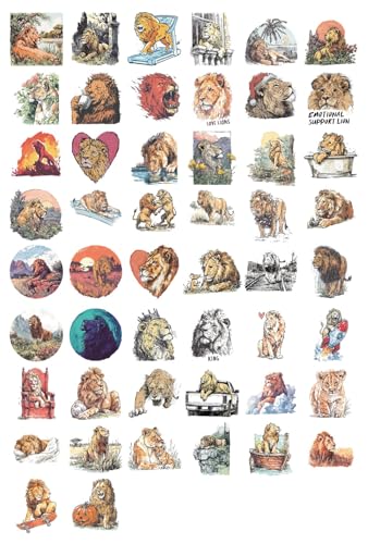 100 PCS Lion Stickers Pack – Waterproof Vinyl Decals for Water Bottles, Laptops, Phones, Notebook, Cars – Cool Vibrant Graphics for Lion Enthusiast - color: Lion