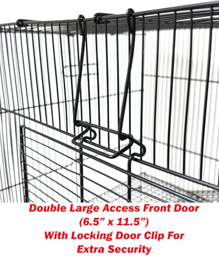 30" Large 3-Levels Easy Setup Foldable Bite-Proof Tight Bar Spacing Ferret Chinchilla Sugar Glider Rats Mice Mouse Rodent Hamster Gerbil Hedgehog Small Animal Critter Metal Travel Carrier Cage