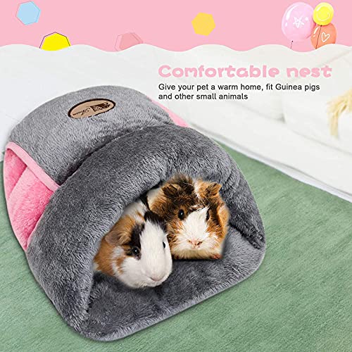 YUEPET Guinea Pig Bed Cuddle Cave Warm Fleece Cozy House Bedding Sleeping Cushion Cage Nest for Small Animal Squirrel Chinchilla Hedgehog Rabbit Cage Accessories Grey