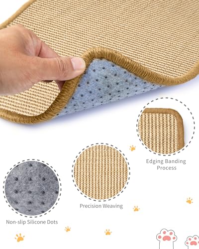 JanYoo 2 Pieces Bunny Scratch Pads, Sisal Rabbit Scratching Pad Bunny Scratcher Mat Guinea Pig Resting Mats for Cages, Small Animal Claws and Teeth Care Bedding Accessories(15.7x11.8in, Beige) - color: 3-Beige