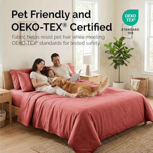 Southshore Fine Living, Inc. Twin XL Sheet Set 4 Piece, 21 Inch Deep Pocket Bed Sheets with 2 Pillowcases, Microfiber Wrinkle Free Easy Care Pet Hair Resistant Bedding - Marsala (Terracotta Sheets) - color: 05 - Marsala (Terra Cotta), size: Twin XL