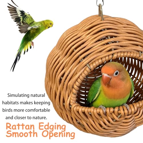 Bird Nest, Warm Bird Bed for Cage Parrot Nesting House with 2 Mats, Hanging Parakeet Cage Accessories for Lovebird, Canary, Budgie, Finch, Hamster (G-Hole Style)