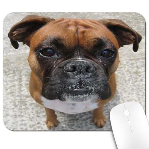 9.5x7.9 Inch Office/Gaming Mouse Pad, Adorable Boxer Dog with a Sad Expression Lovely Puppy Pet Funny Face Close-up Cute Anti-Slip Mat for Desk - color: Colorful Pattern Art03
