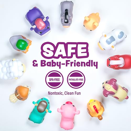 Tub Works® Barnyard™ Mold Free Bath Toys, 12 Pack | Sealed, No Hole Bath Toys Design Keeps Moisture Out | Soft, Squeezable & Float on Water | Farm Animals Baby & Toddler Bathtub Toys | Baby Pool Toys - style: 12 Pack