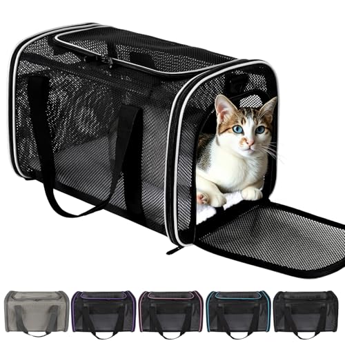 Cat Carrier Dog Carrier Pet Carriers Soft-Sided Cats Bag Animal Carriers Puppy Carrying Bag TSA Airline Approved Small Dog Carrier Soft Sided, Collapsible Travel Carriers for Big Cats(Up to 16lbs), - color: white, size: 17*11*11