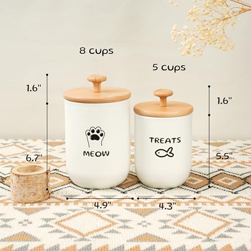 Cat Treat Container with Airtight Lid, Cat Food Oganizer Dry Food, Cat Food Storage Containers, Pet Treats Canister, Cat Treat Jar Set of 2-8.3x4.9 & 7.1x4.3 (White) - color: White