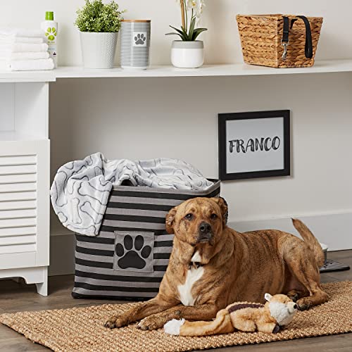 Bone Dry Pet Storage Collection Striped Paw Patch Bin, Black, Large Rectangle - color: Black, size: Large Rectangle