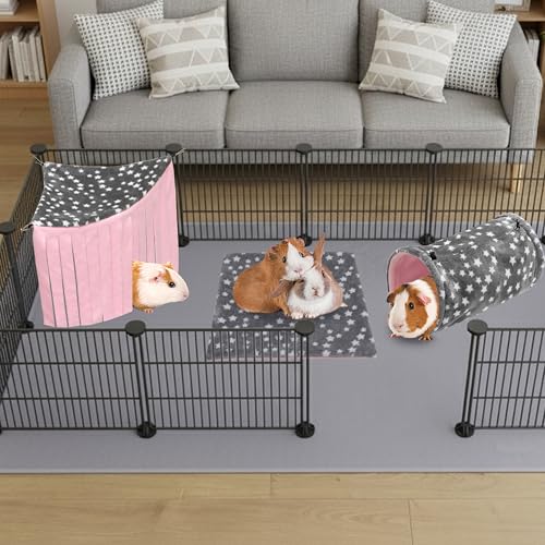 Guinea Pig Hideout, 3 Pack Tunnel Mat Corner Pet Cage Accessories | Soft Fleece Small Animal Hideaway Set Cage Accessories for Guinea Pig, Rabbit, Ferret, Chinchilla, Hedgehog - size: 3 pack