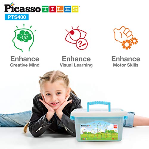 PicassoTiles 400 Piece Straws and Connectors, STEM Construction Set Ages 3+ | Interlocking builder pieces, creative early education kit, hands-on engineering play, screen-free fun for curious young kids - color: 400pc Toy Straw