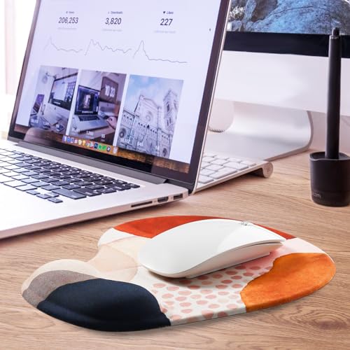 JIKIOU Ergonomic Mouse Pad with Gel Wrist Rest 2 Pack, Portable Small Boho | Upgraded-Prevent Gel Leakage, Ergonomic Design for Pain Relief, Cooling Gel filled, Smooth Lycra Surface, Non-Slip PU Base - color: 07Boho