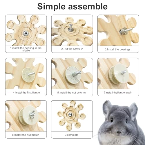 Chinchilla Chew Toys, Natural Wooden Rotating Teeth Grinding Toys, Hanging Chinchilla Cage Accessory and Hamster Exercise Chew Toy for Rabbit, Rat, Bunny, Guinea Pigs, Squirrels