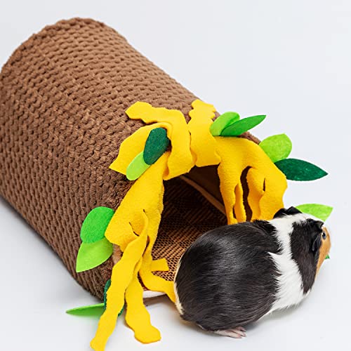 PAWNISAW Guinea Pig Hideout, Washable Fleece Tunnel House & Cage Tube | Small Animal Bedding & Cage Accessories, Playing Habitat for Hamster, Rat, Hedgehog, Chinchilla - color: Brown