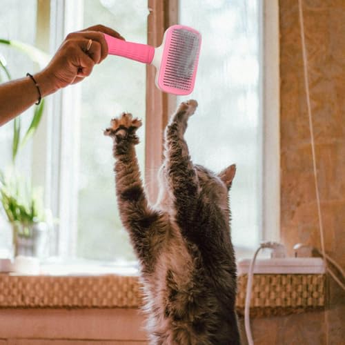 Pet Cleaning Deshedding Brush,Pet Hair Removal Brush for Shedding Massaging Grooming for Small Dogs,Cats,Rabbits(pink) - color: pink