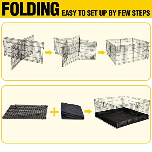 Aivituvin Rabbit Playpen Pet Pen Small Animal Cage with Waterproof Liner - Extension Playpen - color: Black