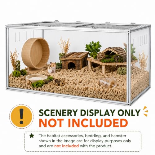 Large Hamster Cage 48x24x24 in, Acrylic Hamster Enclosure with Metal Frame | Chew-proof, Vent holes, Hinged top - size: 48 x 24 x 24 in